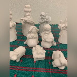 Delton White Ceramic Nativity Christmas Figurine Set